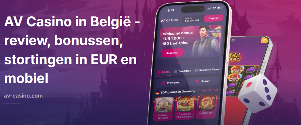 AV Casino in België - review, bonussen, stortingen in EUR en mobiel